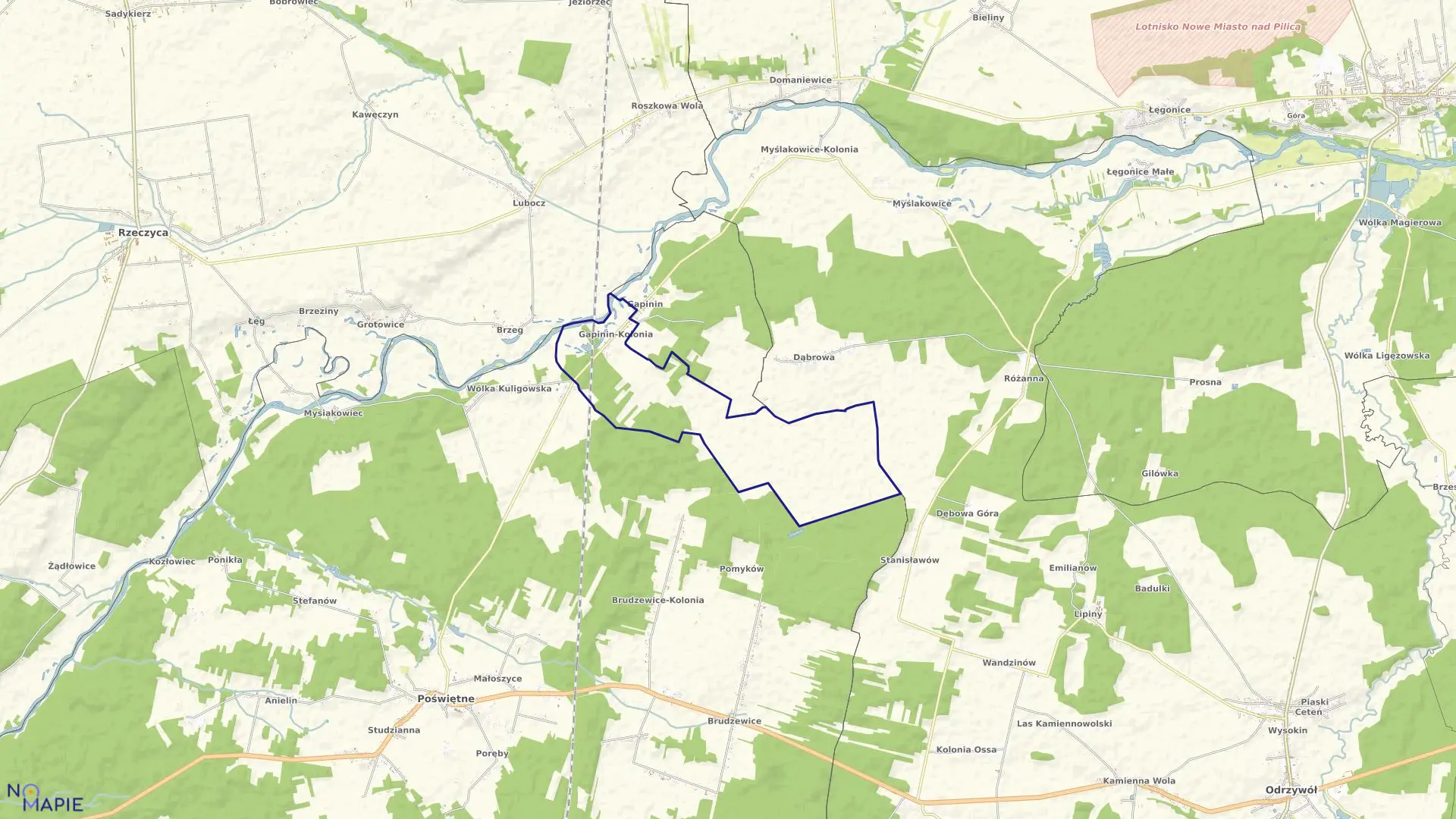 Mapa obrębu Kolonia Gapinin w gminie Poświętne